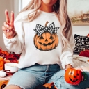 Large White Halloween Crewneck Sweatshirts | Cozy Spooky Season Graphics for Fall