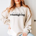 Large Sand Happy Friendsgiving Crew Sweatshirt