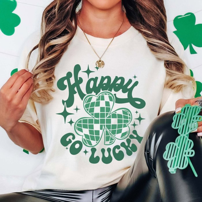 Happy Go Lucky Disco Clover Comfort Color Tee