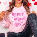 Large Pink Happy Love Day Crew Sweatshirt