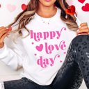 Large White Happy Love Day Crew Sweatshirt