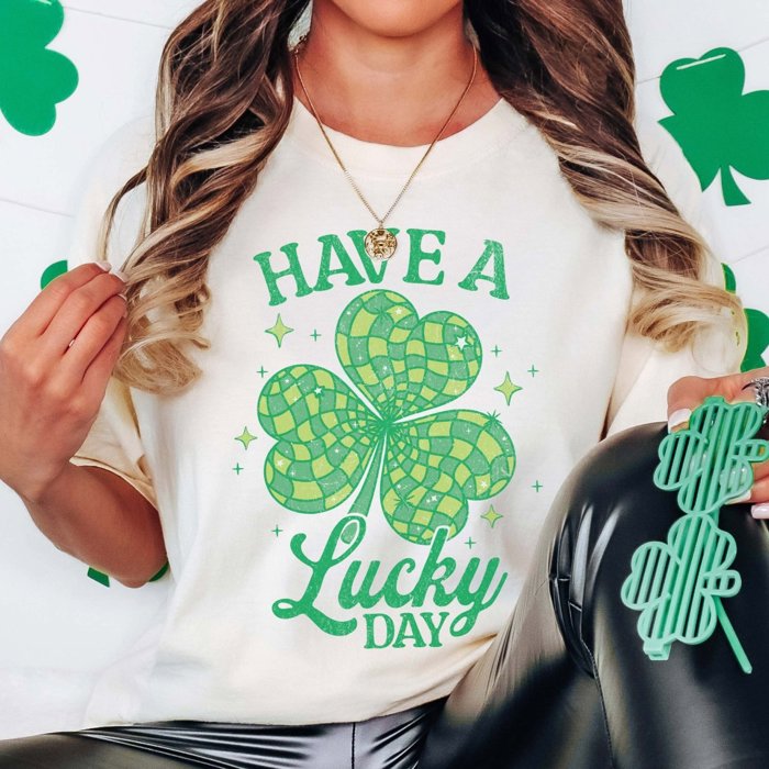 Have A Lucky Day Disco Shamrock Comfort Color Tee