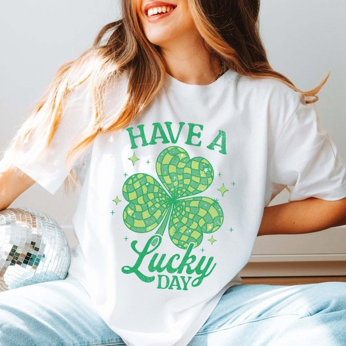 Have A Lucky Day Disco Shamrock Comfort Color Tee