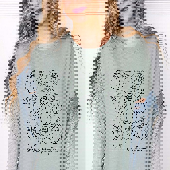 Hello Pumpkin Bow Collage Comfort Color Graphic Tee