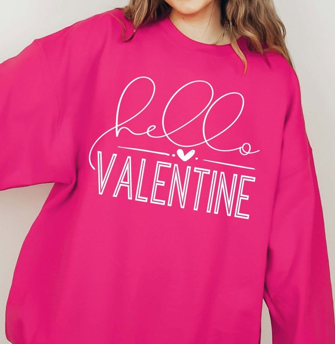 Hello Valentine Crew Sweatshirt