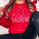 Large Red Hello Valentine Crew Sweatshirt