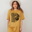 Large Heather Mustard Here's To Strong Women Tee