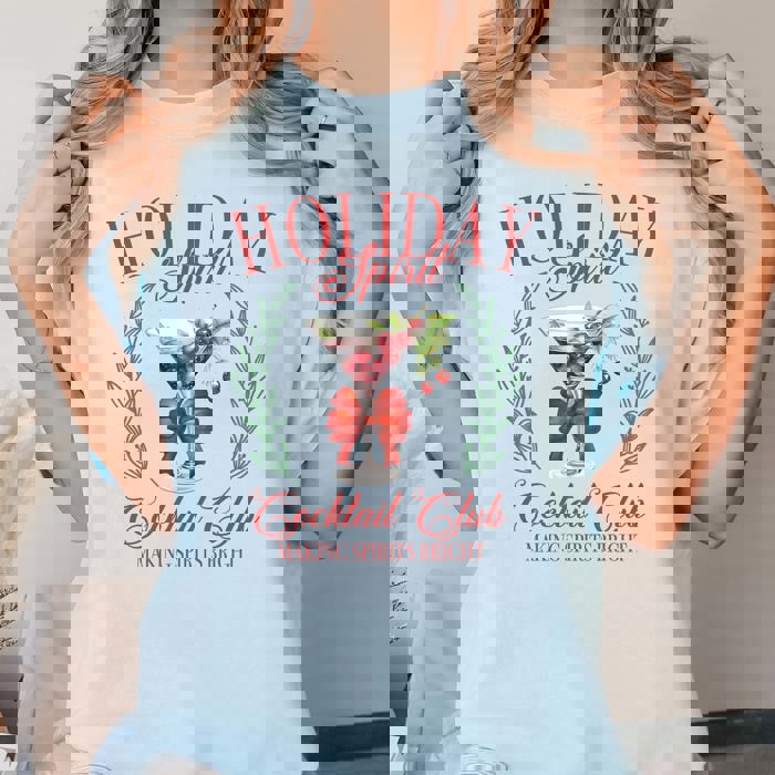 Holiday Spirit Cocktail Club Comfort Color Graphic Tee