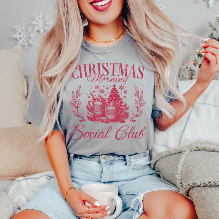 Holiday Spirit Social Club Comfort Color Tees