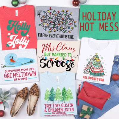 Holly Jolly Bella Canvas Tees – Funny Christmas Graphic Tees for Moms, Holiday Humor Collection