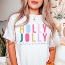 Large White Holly Jolly Christmas Comfort Colors Tee