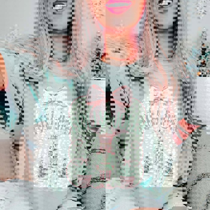 Holly Jolly Nutcracker Pink & Green Comfort Color Graphic Tee