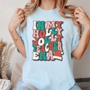 Medium Chambray Holly Jolly Teacher Era Santa Hat Comfort Colors Tee