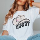 Medium White Howdy Cowboy Hat Comfort Color Tee