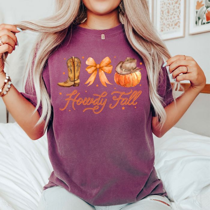 Howdy Fall Cozy Comfort Colors Graphic Tees | Wild About Fall, Longhorn, Pumpkins & Western Autumn Shirts