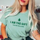 Large Heather Dusty Blue I am the Gift Bella Graphic Tee