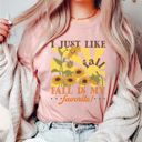 Large Peach I Love Fall Favorites | Cozy Bella Canvas Tees | Sweater Weather, October Vibes, Sunflowers & Pumpkin Patch Shirts