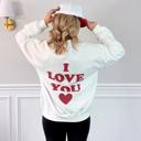 Medium White I Love You Graphic Sweatshirt Front & Back Design