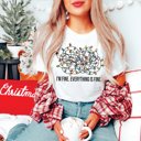 Large White I’m Fine Everything's Fine Christmas Lights Bella Graphic Tee