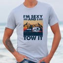 Medium Heather Blue I'm Sexy and I Tow It Trailer Graphic Tee