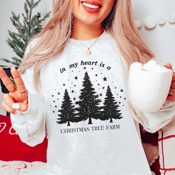 In My Heart Is A Christmas Tree Farm Graphic Sweatshirt