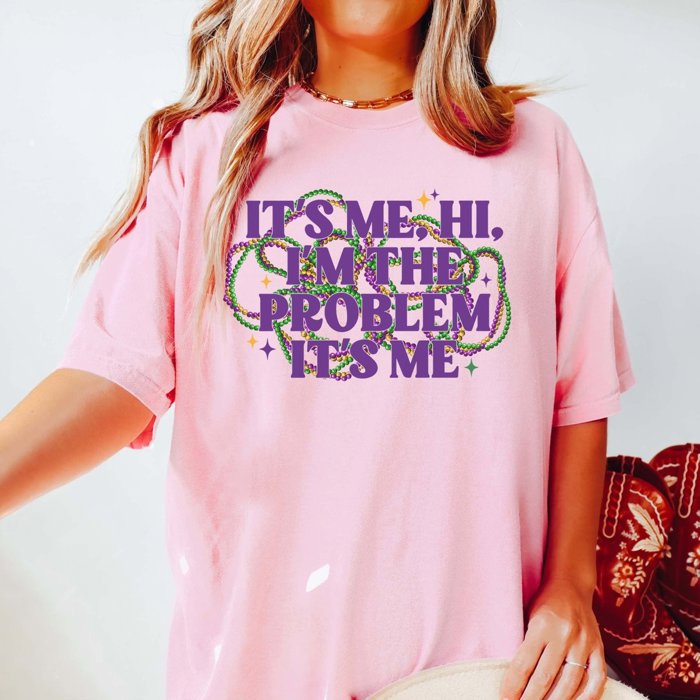 It's Me Hi Mardi Gras Beads Comfort Color Tees