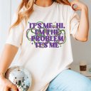 2X Ivory It's Me Hi Mardi Gras Beads Comfort Color Tees