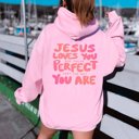 2X Pink Jesus Loves You Just The Way You Are Hoodie With Front & Back Designs