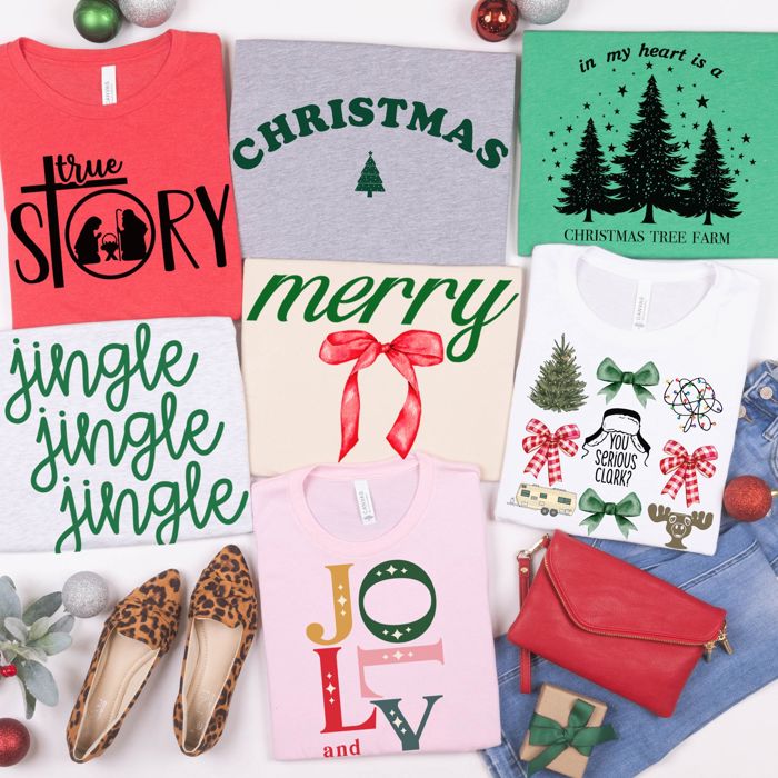 Jingle Christmas Bella Canvas Tees – Merry & Jolly Holiday Graphic Tees for Women