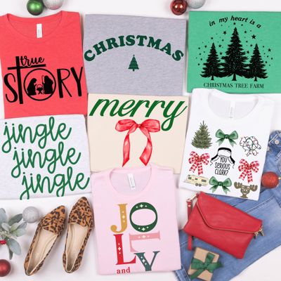 Jingle Christmas Bella Canvas Tees – Merry & Jolly Holiday Graphic Tees for Women