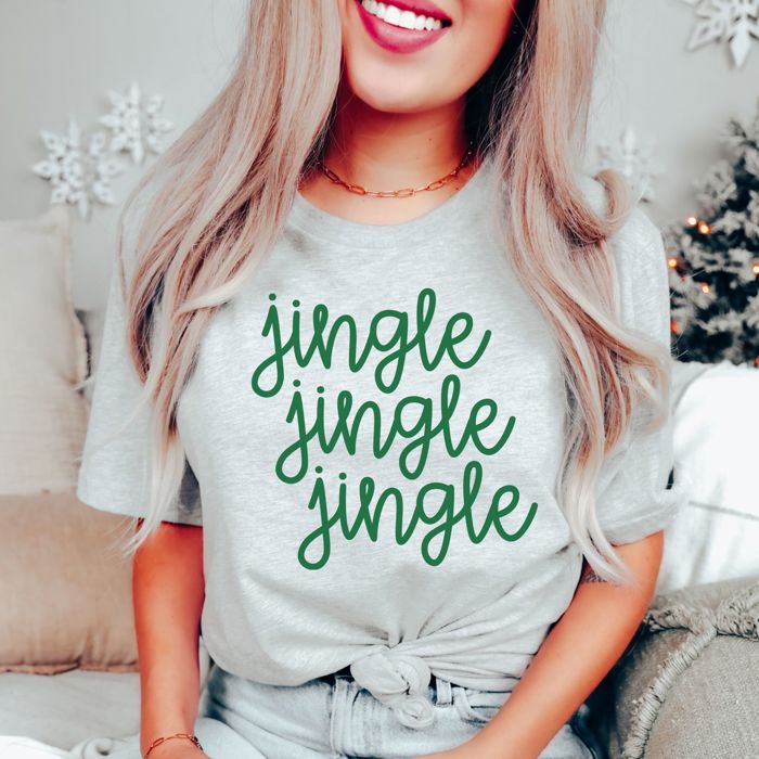 Jingle Christmas Bella Canvas Tees – Merry & Jolly Holiday Graphic Tees for Women