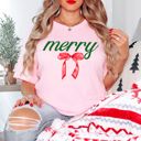 Medium Pink Jingle Christmas Bella Canvas Tees – Merry & Jolly Holiday Graphic Tees for Women