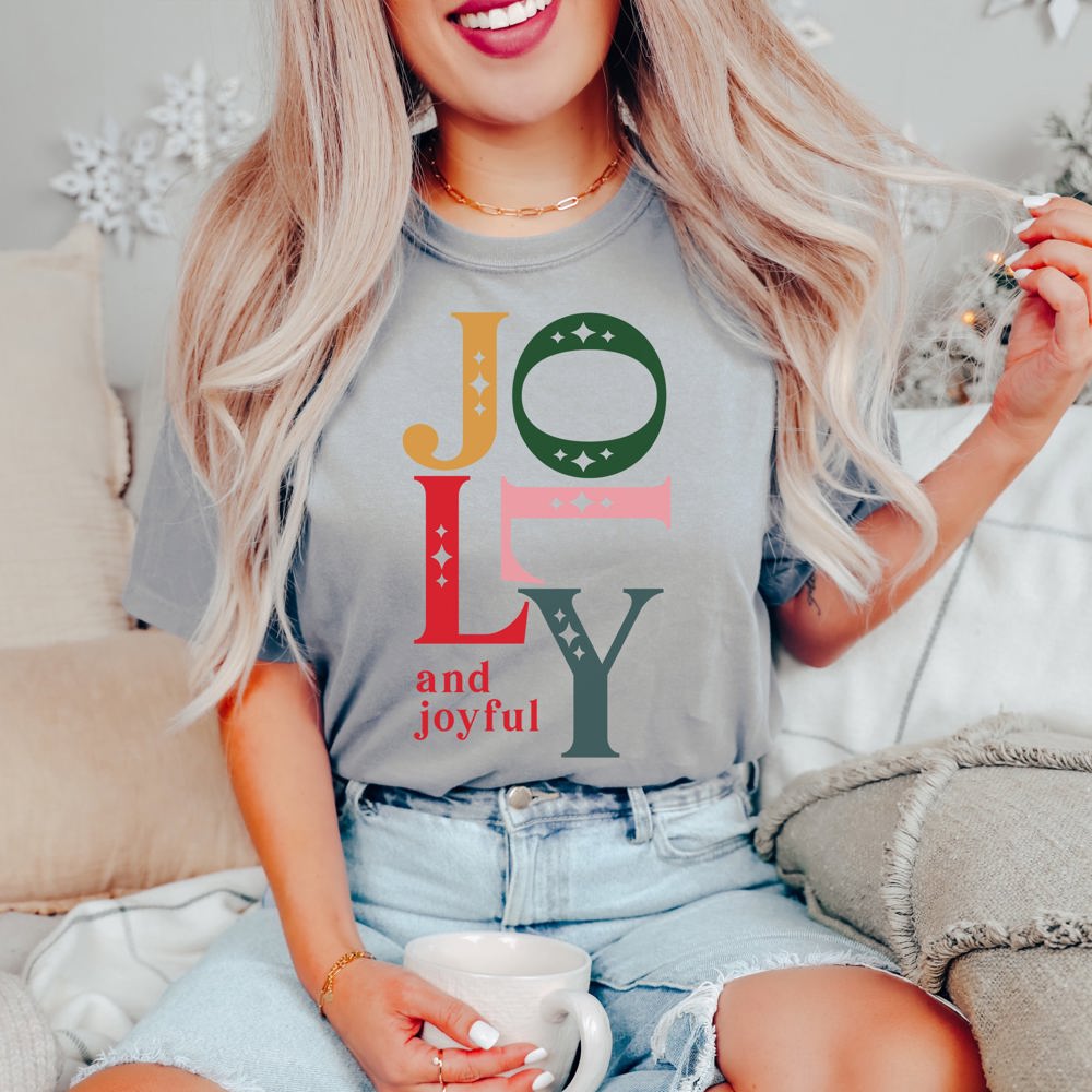 Jolly and Joyful Comfort Color Graphic Tee