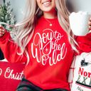 Medium Red Joy To The World Christmas Sweatshirts – Jolly, Merry, and Peppermint Mocha Holiday Collection