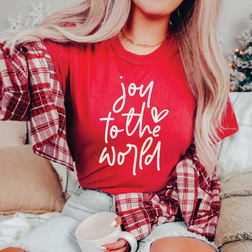 Joy To The World Heart Christmas Bella Graphic Tee