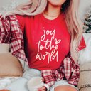 2X Red Joy To The World Heart Christmas Bella Graphic Tee