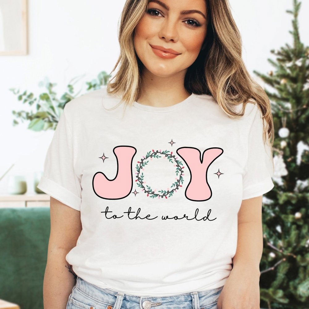 Joy to the World Pink Bella Graphic Tee