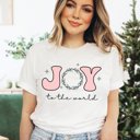 Large Natural Joy to the World Pink Bella Graphic Tee