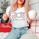 Large White Joy to the World Pink Bella Graphic Tee