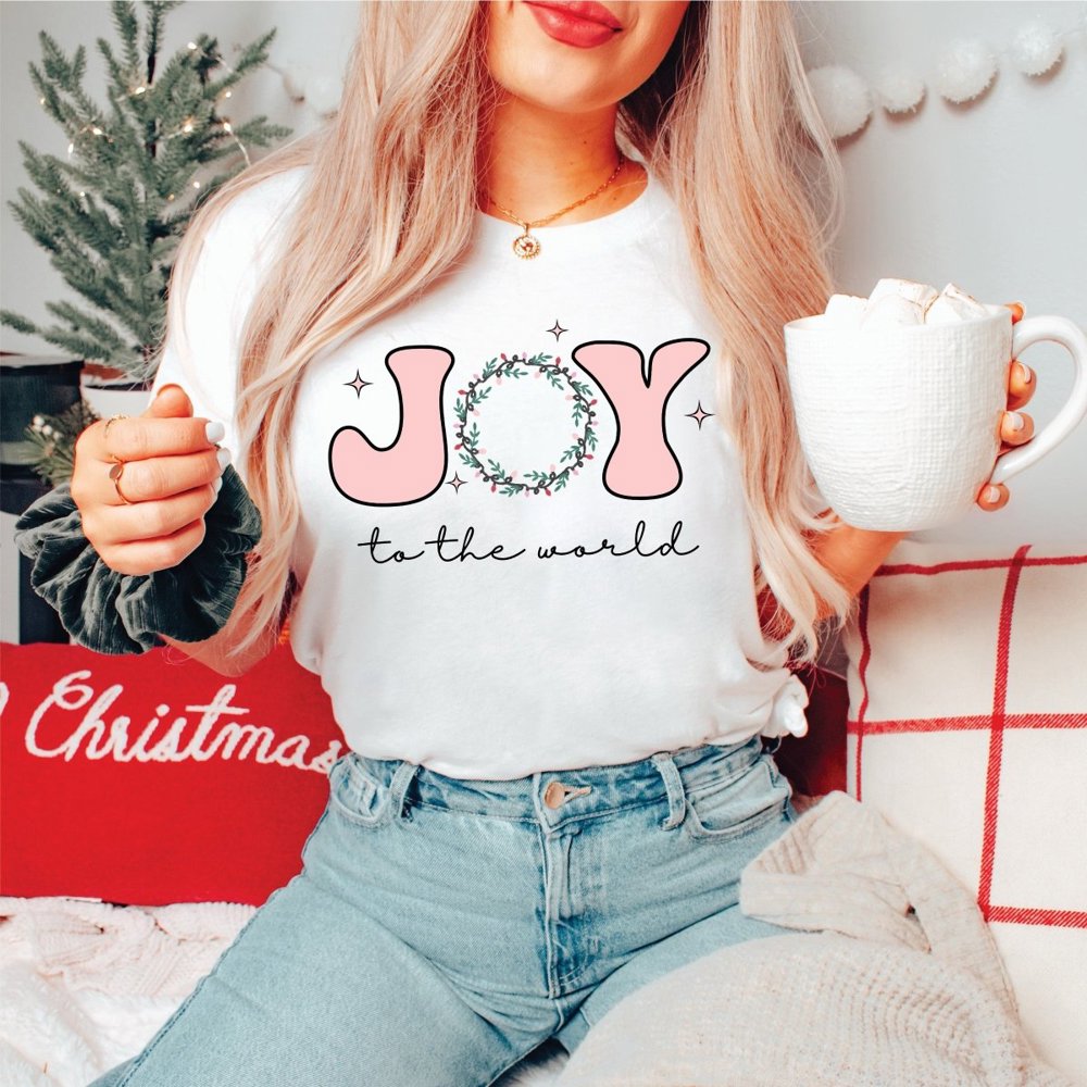 Joy to the World Pink Bella Graphic Tee