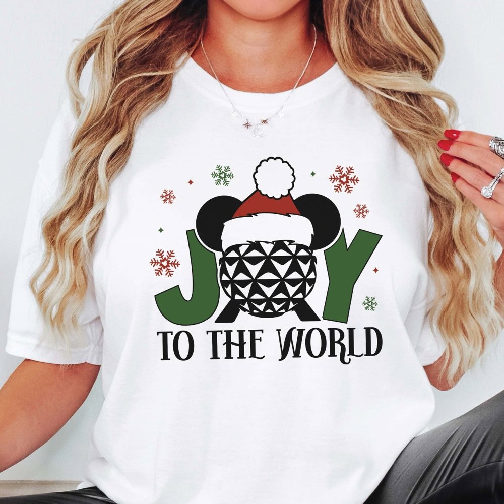 Joy To The World Santa Hat Bella Graphic Tee