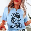 2X Heather Light Blue Just Here For The Tea Graphic Tee