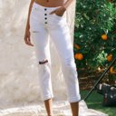 Size 3 White KanCan - Cali High Rise Button Down Girlfriend Jeans