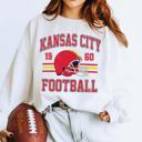 Small White Vintage Football Teams Graphic Crew Sweatshirt | Custom City & Mascot Retro Game Day