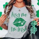 Large Athletic Grey Kiss Me I'm Irish Tee