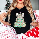 Large Black Leopard Bow Christmas Tree Bella Graphic Tee