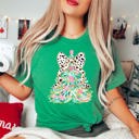 Large Heather Kelly Green Leopard Bow Christmas Tree Bella Graphic Tee