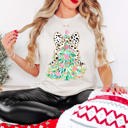 Large Natural Leopard Bow Christmas Tree Bella Graphic Tee