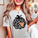 2X Athletic Grey Leopard Heart Pumpkin Bella Graphic Tee