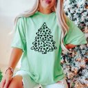 2X Mint Leopard Tree Pattern Christmas Bella Graphic Tee